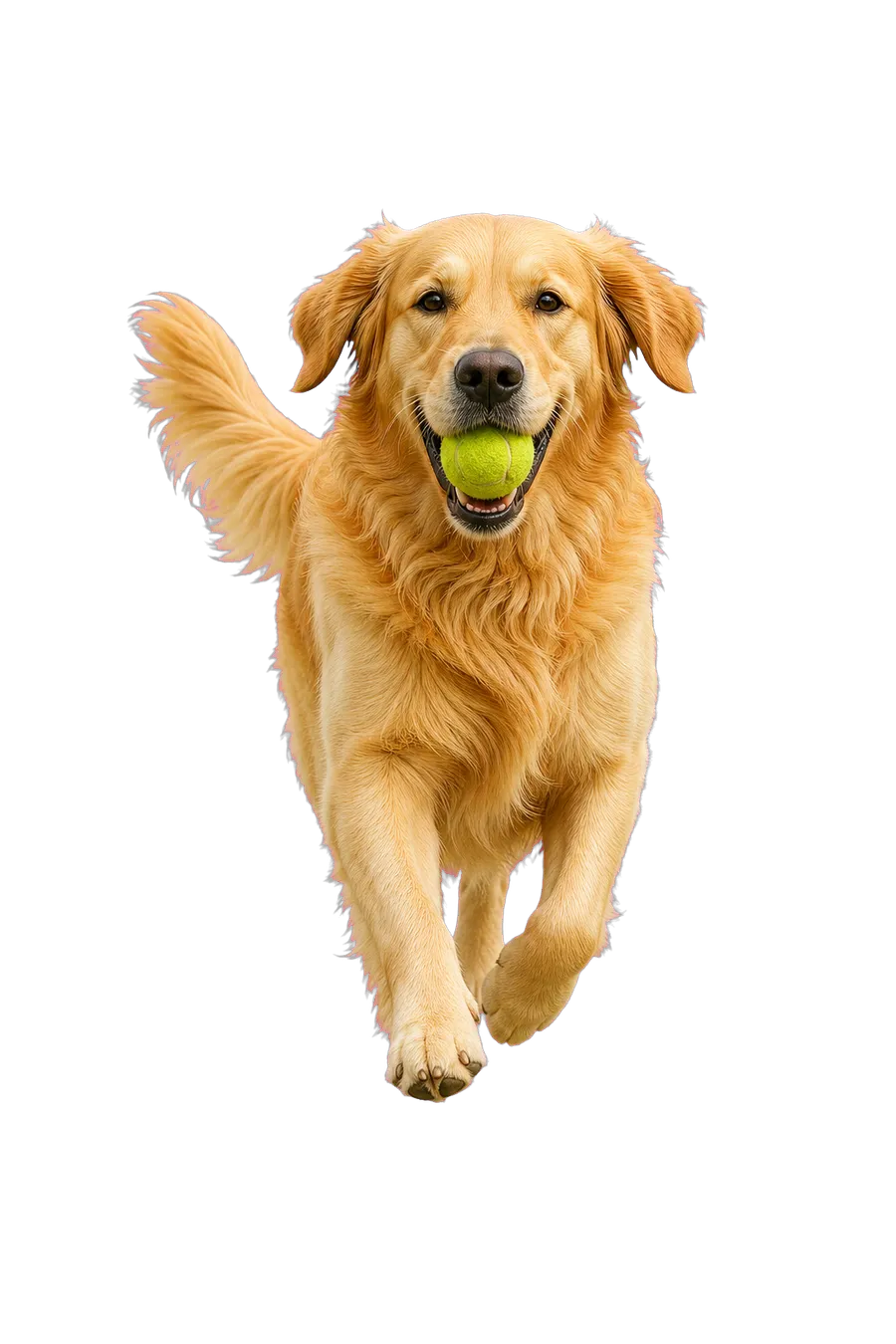 Golden retriever τρέχει με μπαλάκι