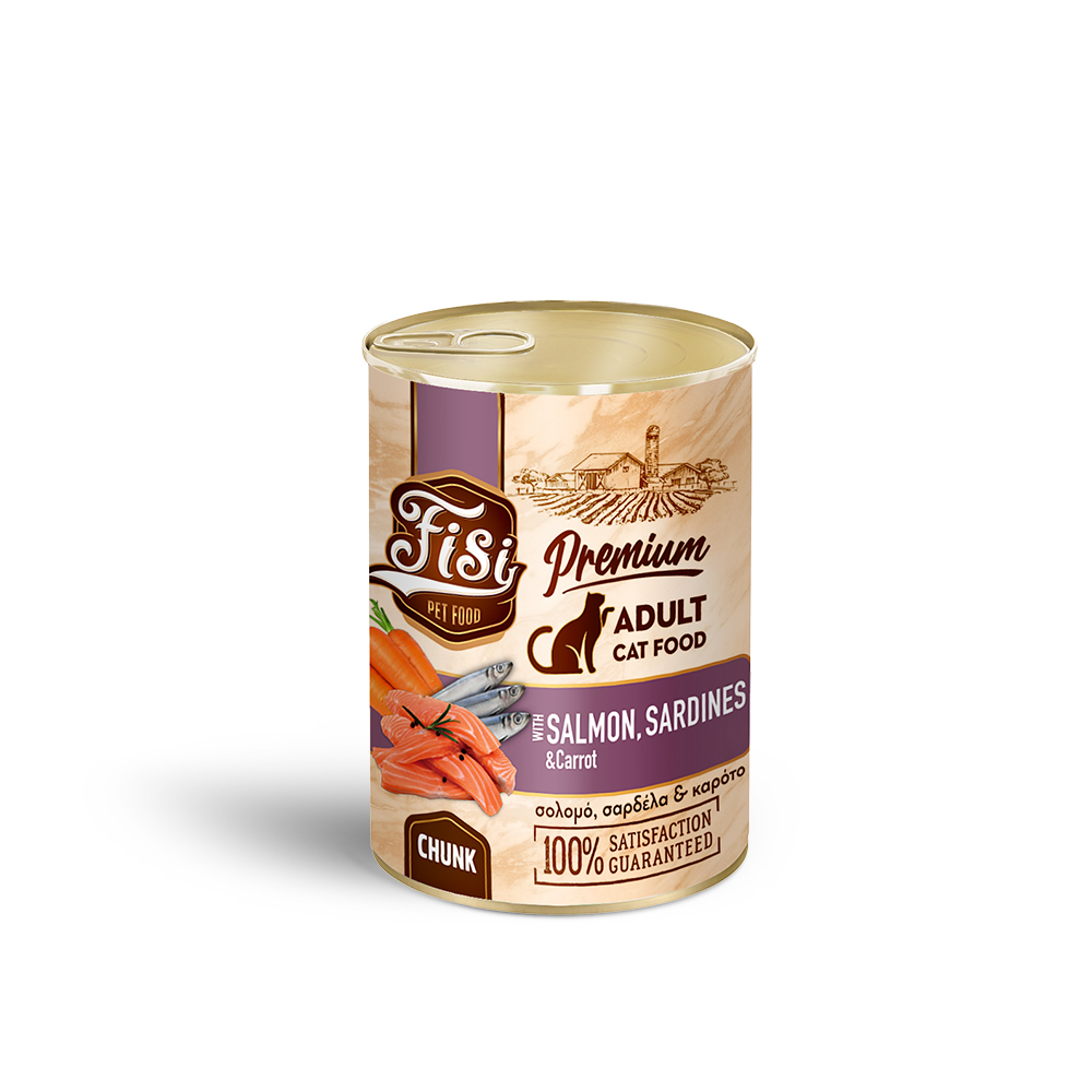 Fisi Cat Adult Σολομός Σαρδέλα και Καρότα σε Σάλτσα 400gr