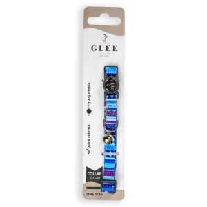 Glee Περιλαίμιο Ιμάντα με πλαστικό κούμπωμα & κουδουνάκι Multicolor Cyan