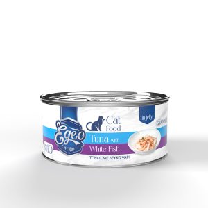 Egeo Cat Adult Τόνος με Λευκό Ψάρι σε Ζελέ 85gr
