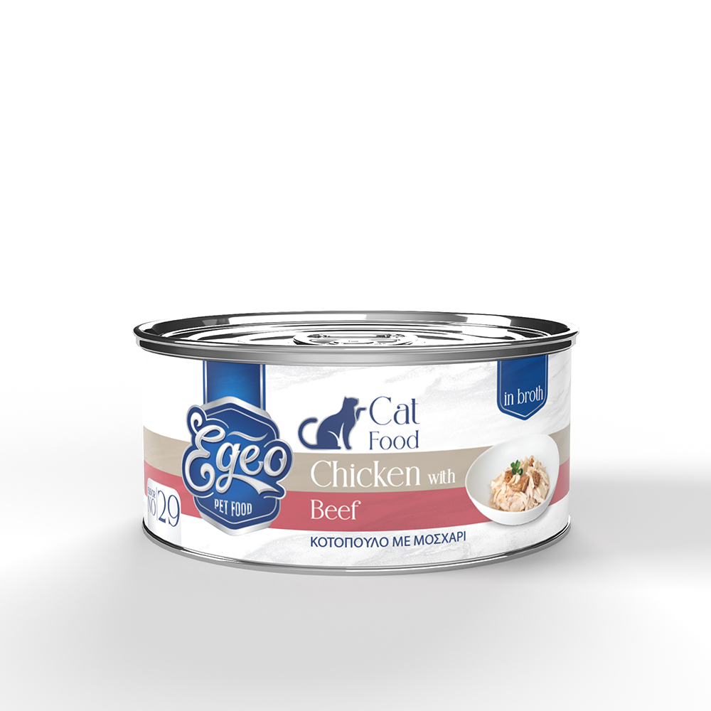 Egeo Cat Adult Κοτόπουλο με Μοσχάρι σε Ζωμό 70gr