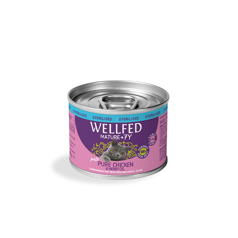 WELLFED MATURE +7-STERIL Chicken & Hemp Oil 200gr