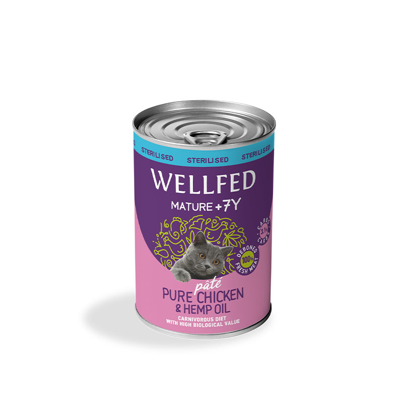 WELLFED MATURE +7-STERIL Chicken & Hemp Oil 400gr