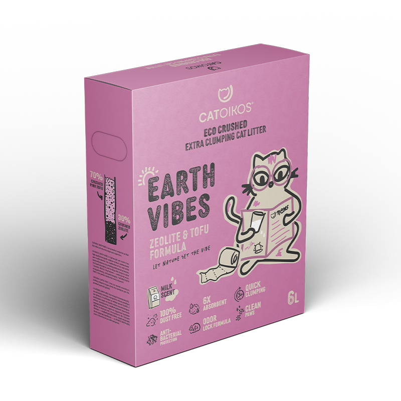 CATOIKOS”EARTH VIBES”TOFU&ZEOLITE CAT LITTER-MILK SCENT 6L