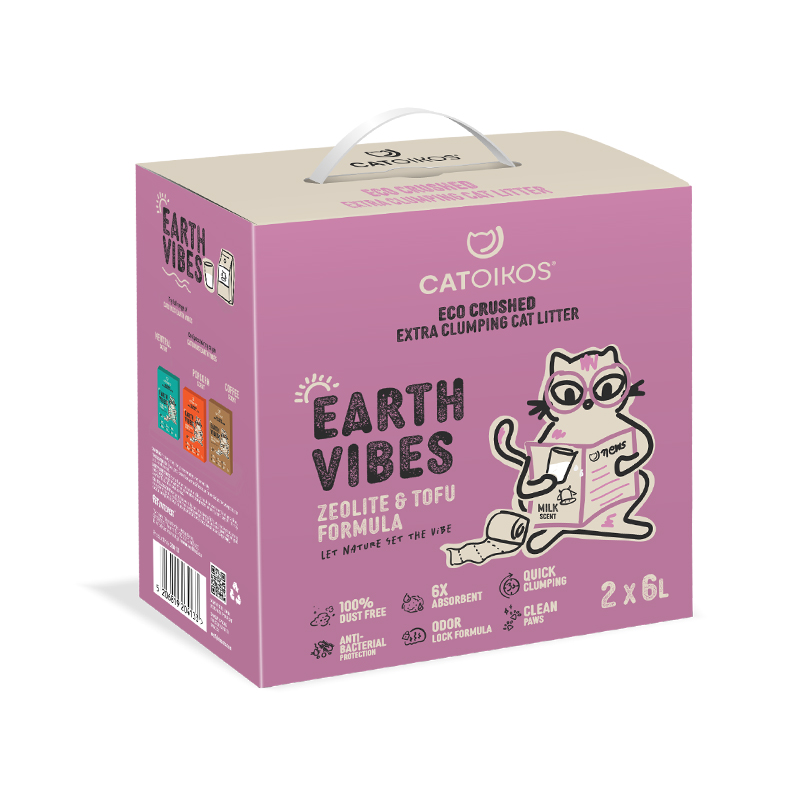 CATOIKOS”EARTH VIBES”TOFU&ZEOLITE CAT LITTER-MILK SCENT 12L